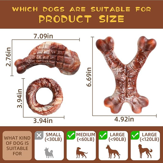 Tough Dog Toys for Aggressive Chewers 3 Pack,Indestructible Dog Toy for Small/Medium/Large//Extra Large Dogs Dogs,120lbs Under