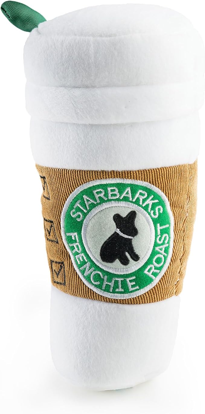 Haute Diggity Dog Starbarks Coffee Cup, Plush Designer Dog Toys with Interactive Squeaker, Stimulating Pet Enrichment, Machine-Washable & Safe Materials for All Breeds, Size XL