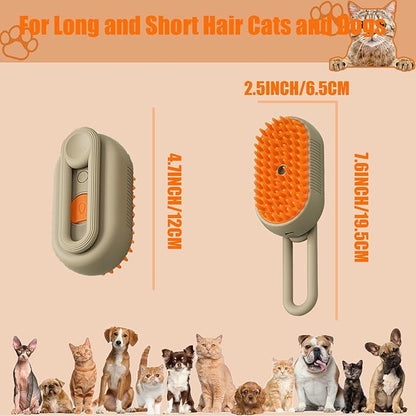 Cat Steam Brush for Shedding, 4 in 1 Rechargeable Steam Brush for Cats and Dogs, Spritz Defur Comb for Cats, Anti-Static, Cleaning, Shedding & Combing