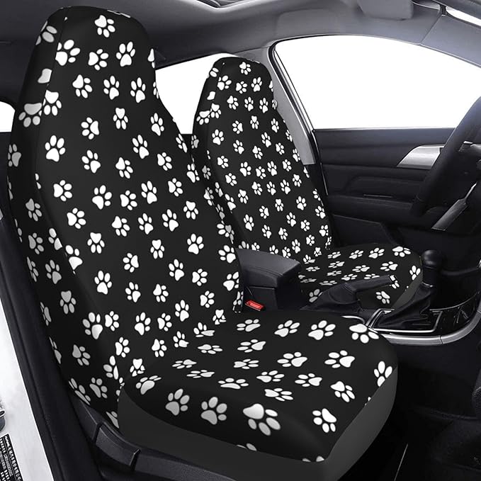 Foruidea Dog Paw Print Car Seat Covers Universal 2 Pcs Auto Front Seat Cover Fit Most Cars,SUV,Sedan,Trucks