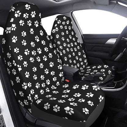 Foruidea Dog Paw Print Car Seat Covers Universal 2 Pcs Auto Front Seat Cover Fit Most Cars,SUV,Sedan,Trucks