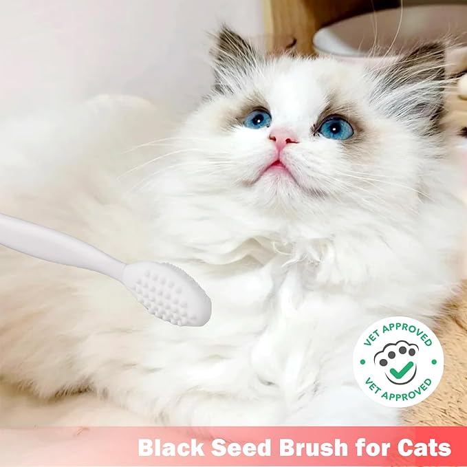 2PCS Pet Black Seed Brush for Cat Chin Acne & Blackhead Removal | Silicone Double-sided Grooming Brush for Acne Treatment | Acne Removing Tool|Cat Grooming Essentials,White