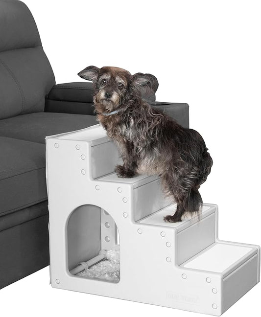 Pet Gear Pet Step IV Pet Stairs for Small Dogs and Cats up to 50 pounds, Lightweight, No Tools Required, 13 Colors to Choose from, Essential Grey with Pet Den
