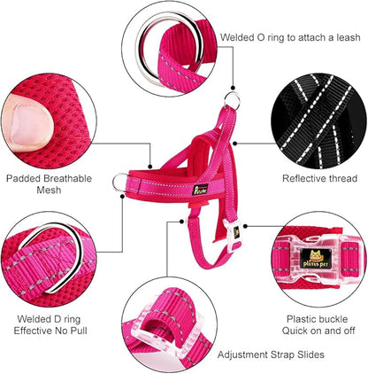 Plutus Pet No Pull Dog Harness with Breathable Mesh Padded, Adjustable Reflective Escape Proof Dog Harness, Quick Fit Dog Vest Harness for Small Medium Large Dogs(M, Pink)