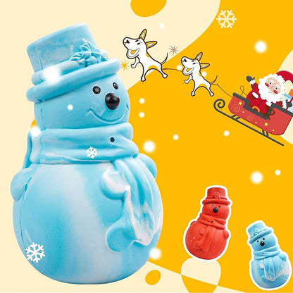 AstraVox Christmas Chew Toys, Indestructible Squeaky Dog Toys for Aggressive Chewers, Tough Dog Chew Toys for Large Medium Dogs Breed with Non-Toxic Natural Rubber (Snowman)