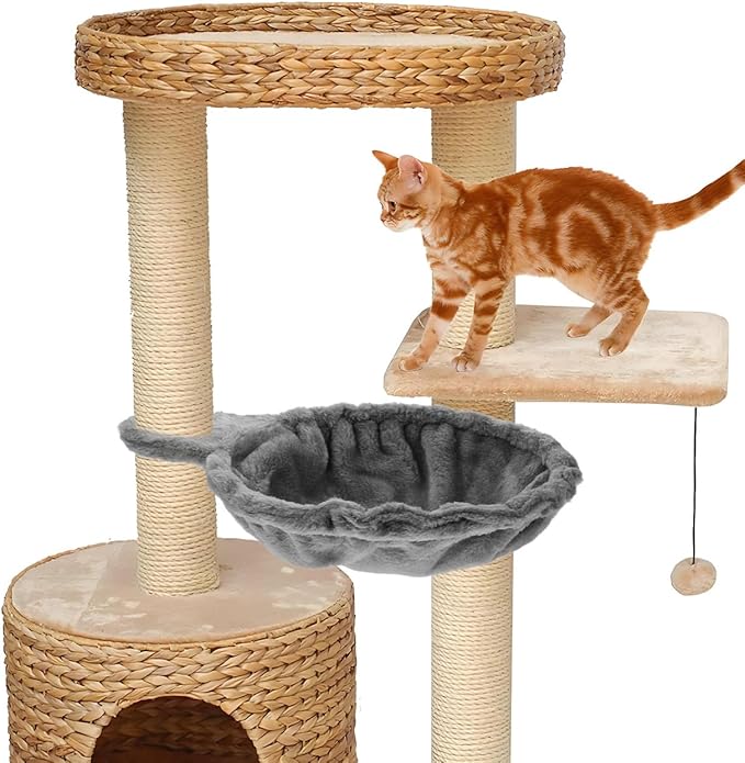 Happyyami Cat Tree Hammock Replacement Soft Deep Basket Hanging Accessory 16.9In Large Cozy Cat Bed for Indoor Tree Tower Comfort and Play