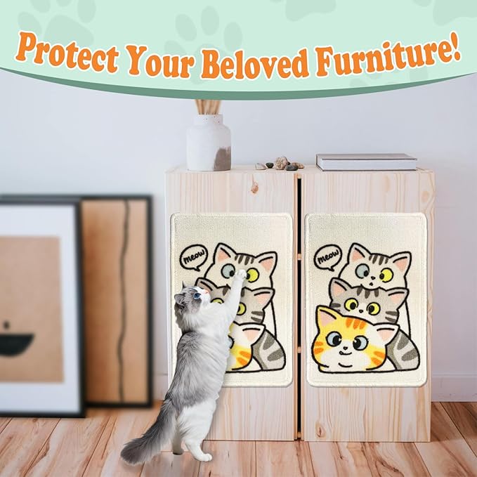 Cat Scratch Mat - 19.69 x 13.78 Inches High-Density Loop Pile Cat Scratcher Pad, Furniture Anti-Scratch Protector, Indoor Cat Scratch Pad for Cat Claw Grinding