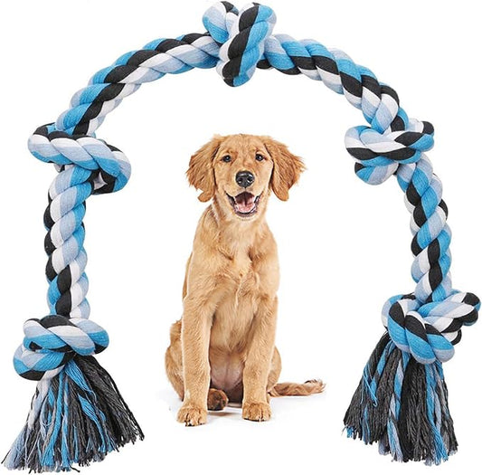 Dog Rope Toys for Large Dogs Aggressive Chewers,Indestructible Cotton Rope for Large Breed Dog, Tug of War Dog Toy, Durable 3ft Dog Toys with 5 Knots