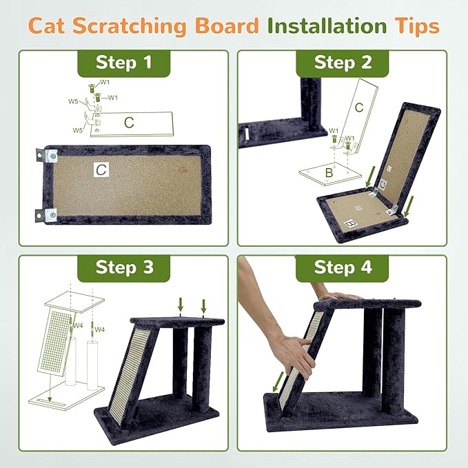 Globlazer Cat Tower for Indoor Adult Cats, 50-inch Heavy Duty Cat Tree House for Big Cats with Extra-Large Padded Platform, Sisal Scratching Board, 2 Large Condos, F50, Dark Grey