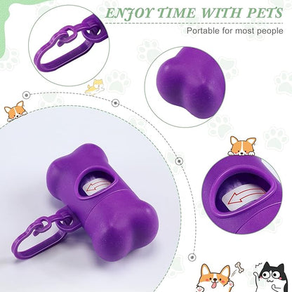 80 Pcs Dog Poop Bag Dispenser with Disposal Dog Waste Bags Bulk Dispensers Puppy Dog Poop Bag Holder with Clips for Doggy, 9 Colors (Bone Shape)