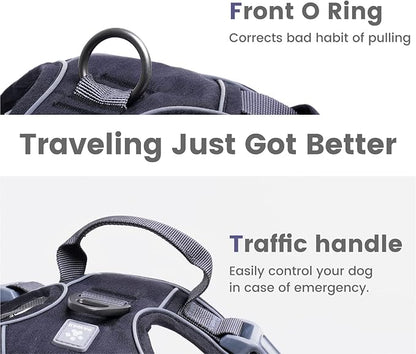 Pawaii No Pull Dog Harness with Pet ID Tag,Reflective Strips No Choke Front O Ring Breathable Mesh Adjustable Soft Padded Pet Vest with Easy Control Handle for Medium Dogs