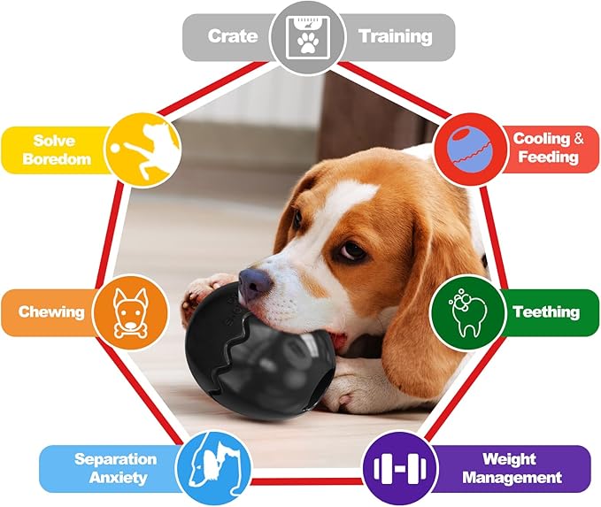 GOLDROC Interactive Treat Dispensing Dog Toy with Cooling Feature – Durable Chew Toy for Aggressive Chewers, Fun Fetch, Dishwasher Safe (Black)