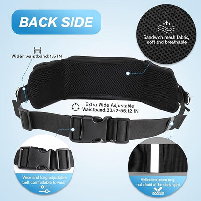Hands Free Dog Leash with Dog Walking Fanny Pack for Large Medium Small Dogs, Heavy Duty Durable Reflective Waist Bungee Leash for Dog Training,Night Walking Running Jogging Hiking