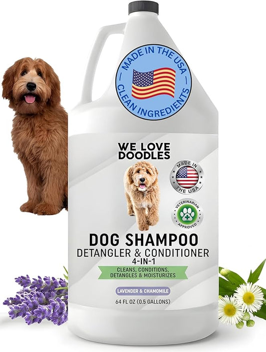 Dog Shampoo Half Gallon - Cleans, Conditions & Detangles, Goldendoodles, Poodles, & Doodle Shampoo - for Matted Pet Hair - Sensitive Skin Wash for Puppies - Made in The USA, 64OZ (Lavender)