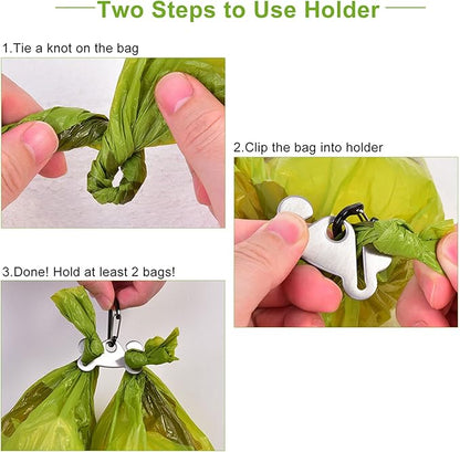 4PCS Dog Poop Bag Holder, Waste Bag Holder, Dog Poop Bag Carrier, Hand Free Holder, Metal Holder