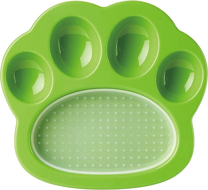 PetDreamHouse PAW 2-in-1 Mini Slow Feeder Dish & Lick Pad for Small Dogs & Cats, Paw-Shaped Slow Feeding Dish with an Interchangeable PAW Lick Pad.