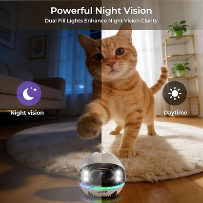 AEZ Robot Camera on Wheels 1080P Dual Lens,Indoor Movable Security Camera with 2-Way Talk,Blinky Bot with Night Vision,Distance Bot App Control for Cats/Dogs/Baby/Elderly (SD/Cloud Storage)