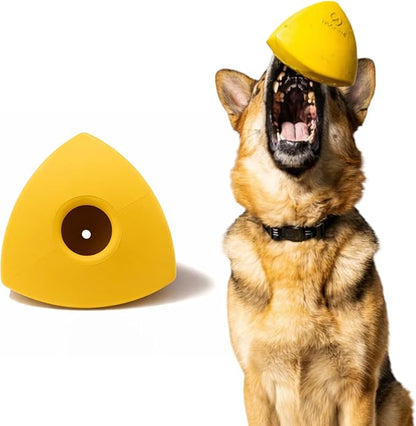 Virtually Indestructible Pyramid Dog Toy - Lifetime Replacement - Tough, Durable Chew Toy for Aggressive Chewers - Safe Non-Toxic Natural Rubber - Chew, Tug, Fetch - Med/Large Breed - 5"x4"