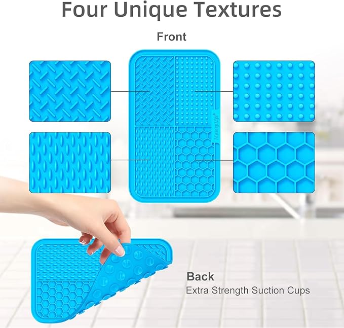 MateeyLife 2PCS Large Lick Mat for Dogs with Suction Cups, Slow Feeder Bowls, Cat Lick Mat for Anxiety Relief, Dog Toys to Keep Them Busy, Enrichment Toys for Bathing, Cat Licking Pad for Boredom