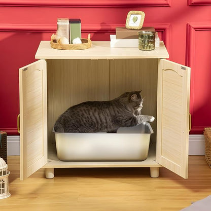 Stainless Steel Litter Box 2 Pack, 18"x14"x6"(Height) Medium to Large Cat Litter Box Easy Clean, Non Stick Metal Litters Boxes No Smell for Full-Grown Cats or Kitty/Kitten