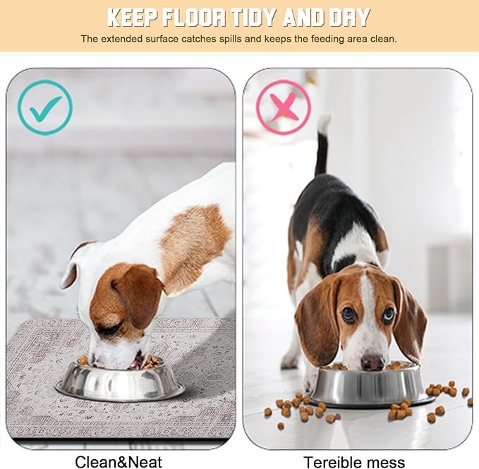 Dog Food Mat for Floors Waterproof Quick Dry Pet Placemat Cat Feeding Bowls Mats for Food and Water, Eco-Friendly Dog Accessories Diatomite Pets Supplies 12" X 20"