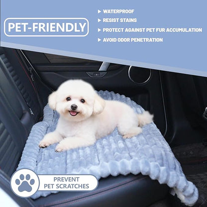 Waterproof Backseat Pet Bed Mat,Soft Plush Pet Seat Cover, Thickened Backseat Dog Bed Mat, Washable & Non-Slip Travel Pet Mat for Small Medium Dogs, Fits Car, Truck & SUV
