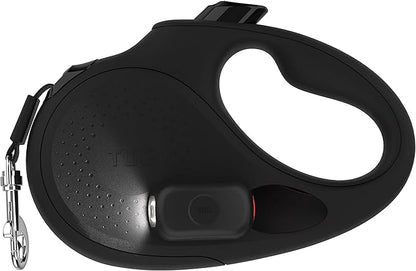 TUG Oval 360° Tangle-Free Retractable Dog Leash | Flashlight Included | Integrated Waste Bag Dispenser Pocket (Small, Black)