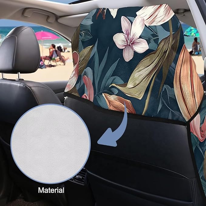 SEANATIVE Car Seat Cover Car Towel - Washable Sweat Protector for Workout, Sports Towel Cushion Cover, Women Men Dogs' Universal Seat Covers for Cars Trucks SUV, Hibiscus Flowers Print