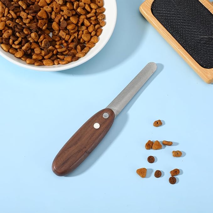 Dog Nail File, Diamond Coated Metal Nails Filer for Dogs Cats Pets with Ergonomic Walnut Handle, Smooth and Shape Rough Edges Remove Burs