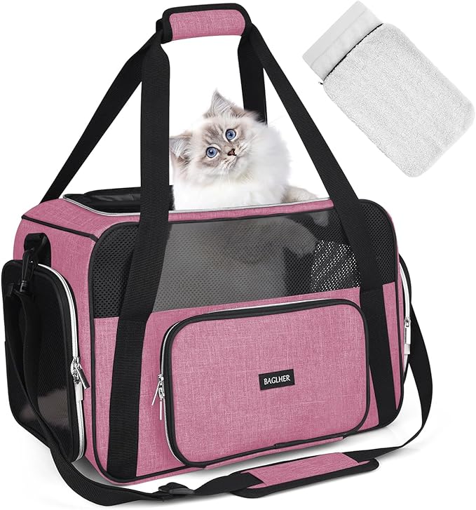 BAGLHER Pet Travel Carrier, Cat Carriers Dog Carrier for Small Medium Cats Dogs Puppies, Airline Approved Small Dog Carrier Soft Sided, Collapsible Puppy Carrier
