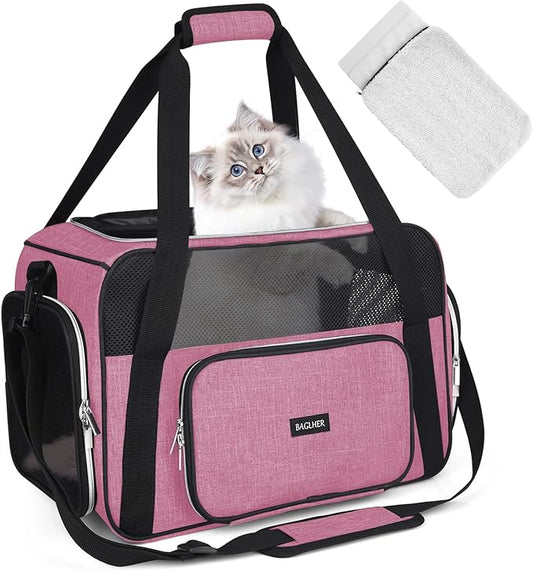BAGLHER Pet Travel Carrier, Cat Carriers Dog Carrier for Small Medium Cats Dogs Puppies, Airline Approved Small Dog Carrier Soft Sided, Collapsible Puppy Carrier