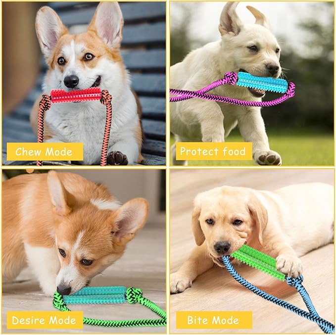 Interactive Dog Toys, Crate Training Aids for Puppies, Puppy Teething Toys,Peanut Butter Dog Food Treat Dispenser Toys (Yellow)