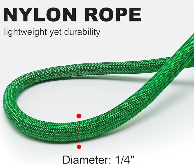 Small Dog Leash, 1/4" by 6/8/10 FT Lightweight Strong Nylon Rope Leash, Bright Classic Lead for Small Pets/Puppy (8ft, Dark Green)
