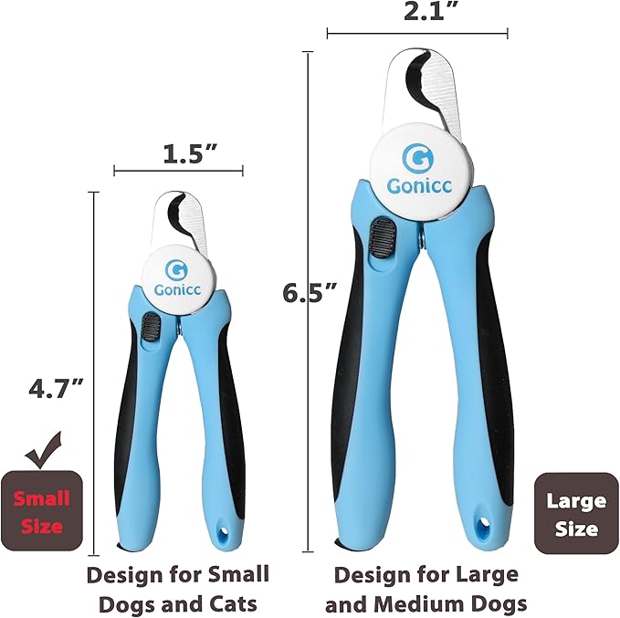 gonicc Dog & Cat Pets Nail Clippers and Trimmers - with Safety Guard to Avoid Overcutting, Free Nail File, Razor Sharp Blade - Professional Grooming Tool for Pets (for Medium to Small Dogs)