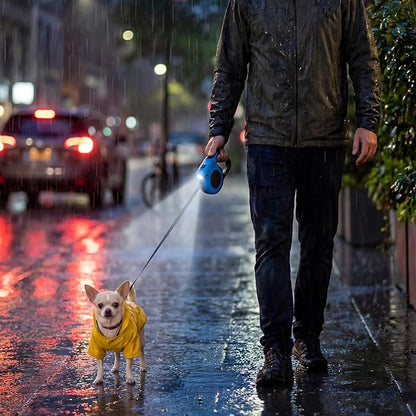 Retractable Dog Leash with USB Rechargeable Flashlight for Night Walks, 16FT Automatic Telescopic Tractor Dog Leash for Small and Medium Dogs, Blue