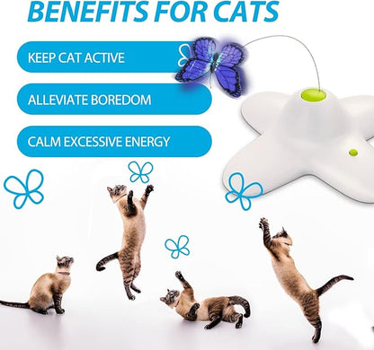 All for Paws Cat Toys Interactive Butterfly Flutter Bug Cat Automatic Toy Stimulating Kitty Toys Enrichment for Indoor Cats