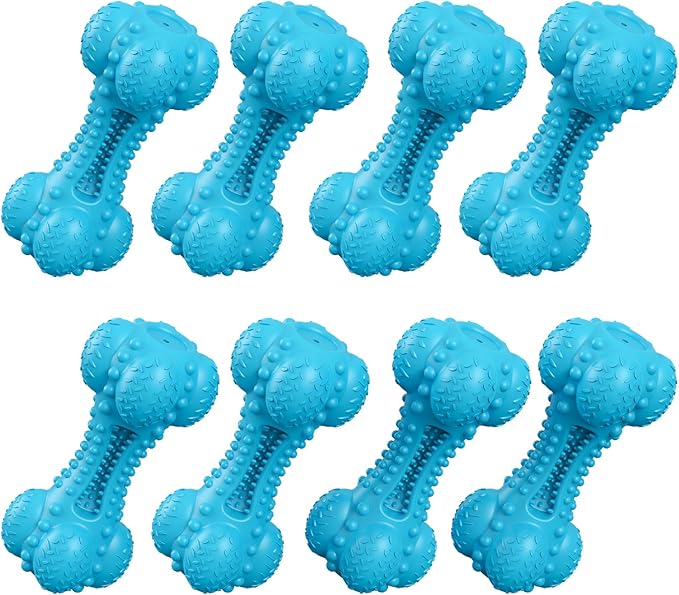 Dog Squeaky Chew Toys for Aggressive Chewers, Long Lasting Tough Rubber Bones for Teeth Cleaning, Indestructible Pet Toy for Large Medium Breed Dogs