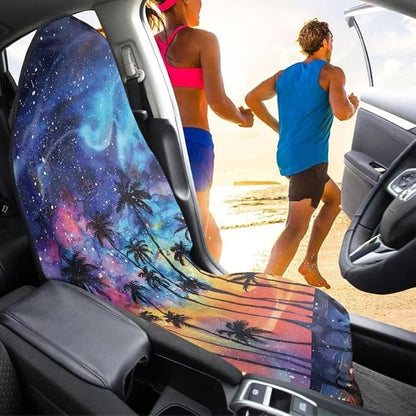 Coldinair Galaxy Palm Tree Waterproof Sweat Towel Seat Cover Universal for Car Truck SUV Seat for Workout,Gym,Hiking,Beach,Outdoor Activities