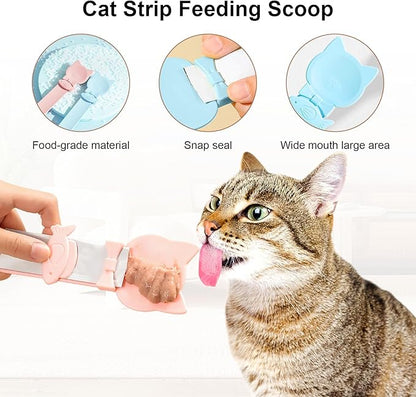 Aerbee 4PCS Cat Strip Feeder Spoon, Sliding Pet Treat Spoon Squeeze, Lickable Squeezable Creamy Treat, Wet Treats Dispenser, Cat Treat Spoon Squeez, Fun Feeding for Pets, Beige/Blue/Purple/Pink