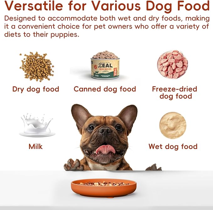 Slow Feeder Dog Bowl, Silicone Puzzle Bowl With Suction Cups for Dogs & Puppies, Anxiety Relief, Slow Eating, Dishwasher Fit, All Breeds, Pumpkin