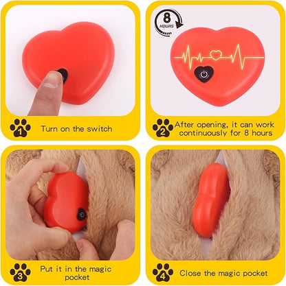 BEVERLYSHARK Heartbeat Puppy Toy Dog Anxiety Relief Calming Aid Heartbeat Stuffed Animals Pet Comfort Cuddle Sleep Aid Puppy Behavioral Training Aid Toy for Dog Cat