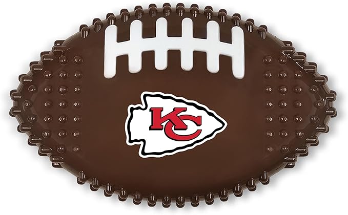 NFL Kansas City Chiefs Mega-chew Hard Nylon Bacon-flavored Dog Bone Football Chew Toy. Interactive Tasty Fun Dog Chew Toy. Indestructible Strong Durable Chew Toy Tough Pet Toys for Aggressive Chewers
