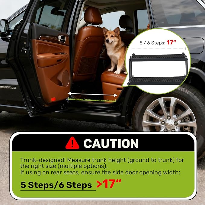 Foldable Dog Car Steps - Upgraded Non-Slip Pet Stairs for Large Dogs, Portable Metal Frame Dog Ramps for High SUV, Truck and Cars, Lightweight Pet Ladder with High Load-Bearing Capacity，Up to 350Lbs