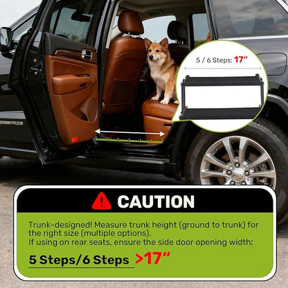 Foldable Dog Car Steps - Upgraded Non-Slip Pet Stairs for Large Dogs, Portable Metal Frame Dog Ramps for High SUV, Truck and Cars, Lightweight Pet Ladder with High Load-Bearing Capacity，Up to 350Lbs
