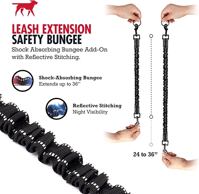 Add-On Accessory Small Size Bungee Leash Extension | Extends Hands Free Leashes by Two Feet | Requires Purchase of Hands Free Bungee Leash for Small Dogs Sold Separately