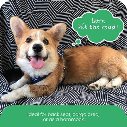Molly Mutt 3-in-1 Back Seat Cover for Dogs, 100% Cotton Canvas Back Seat Hammock with Headrest Straps, Belt Slots, & Anchors, Non-Skid Cargo Area Cover, Machine Washable, No Harmful Chemicals, 56"x56"