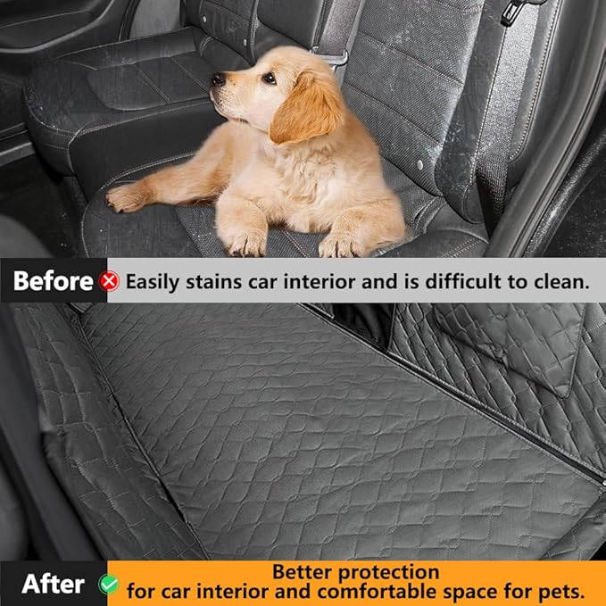 BEERTE Dog Car Seat Cover Fit for Toyota Corolla 2020-2026 Oxford Waterproof Scratchproof Dog Car Seat Cover for Back Seat Pet Seat Cover for Dogs Car Hammock with Mesh Window (Black Green)
