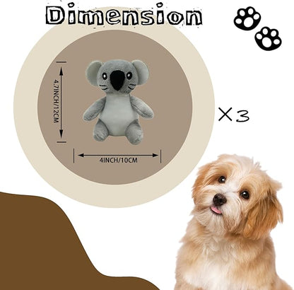 Koala Plush Dog Toy Squeaky Toy, Interactive Hide and Seek Replacement Dog Toys for Small & Medium Dogs (3Pcs Squeaky Koala)
