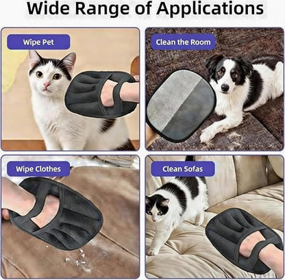 2PCS Pet Hair Removal Gloves – Upgraded Five-Finger Grooming Mitt for Dogs & Cats, Reusable Electrostatic Pet Hair Remover for Furniture, Carpet, Clothes & Car Seats