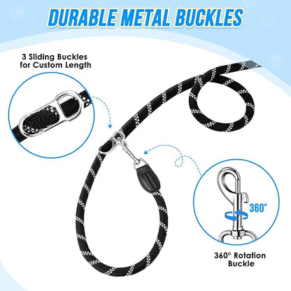 Lukovee Hands Free Dog Leash, 10FT Adjustable Training Lead 1/2 Inch Nylon Heavy Duty Lead No Pull for Large Medium Dogs, Tangle Free Reflective Waist-Leash for Walking Running, (DB, Plus Handle)